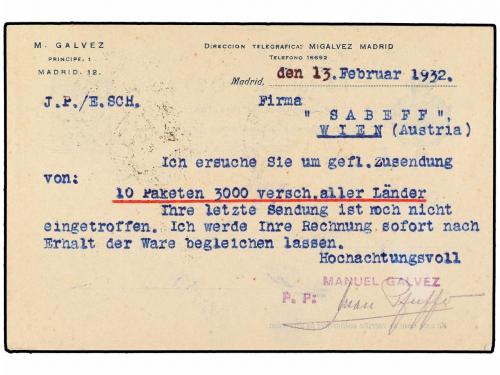 ✉ ESPAÑA. Ed. 68. 1932. MADRID a VIENA y devuelta a Madrid. 