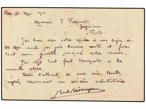 ✉ ESPAÑA. Ed. 53. 1914. VIGO a PORTO (Portugal) y reexpedida