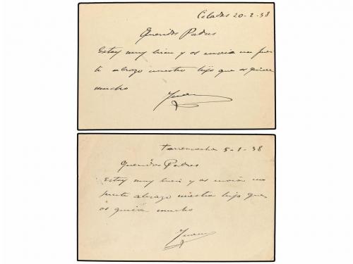 ✉ ESPAÑA. Ed. 81. 1938. Dos tarjetas circuladas desde CELADA