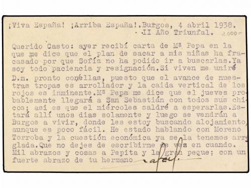 ✉ ESPAÑA. Ed. 81. 1938. BURGOS a CÁDIZ. 15 cts. lila con fra