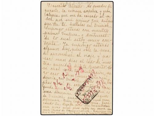 ✉ ESPAÑA. Ed. 82. 1938. DEVA a ZURICH. 15 cts. lila con fran