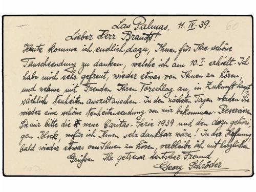 ✉ ESPAÑA. Ed. 84. 1939. LAS PALMAS a TARTÚ (Estonia). 45 cts