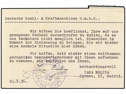 ✉ ESPAÑA. Ed. 69. 1936. MADRID a ALEMANIA. 15 cts. lila con 