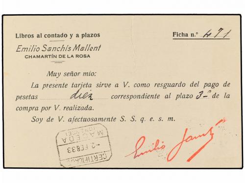 ✉ ESPAÑA. Ed. 69. 1933. MADRID a MACEDA (Orense). 15 cts. li