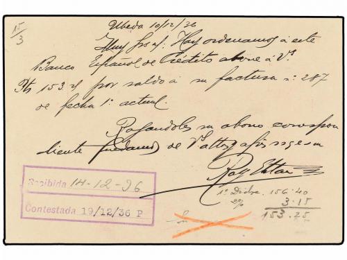 ✉ ESPAÑA. Ed. 69. 1936. UBEDA a BARCELONA. 15 cts. lila, mar