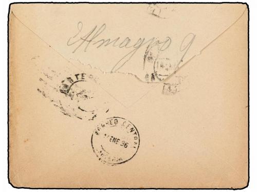 ✉ CUBA. 1896. SOBRE circulado a ESPAÑA. Marca 1er BON DEL RE