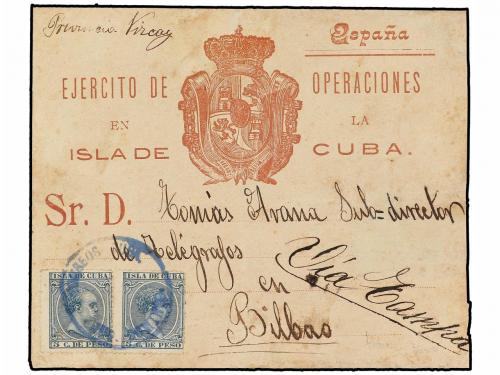 ✉ CUBA. 1897. SANTO DOMINGO (Cuba) a ESPAÑA. Sobre con membr