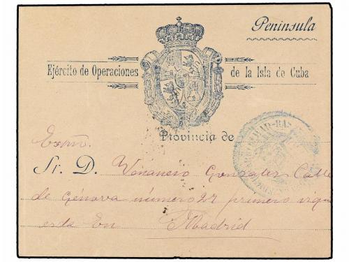 ✉ CUBA. 1896. SOBRE dirigido a MADRID con membrete EJÉRCITO 