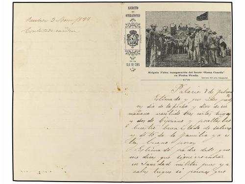 ✉ CUBA. 1896. LOS PALACIOS a ESPAÑA. Sobre con membrete EJÉR