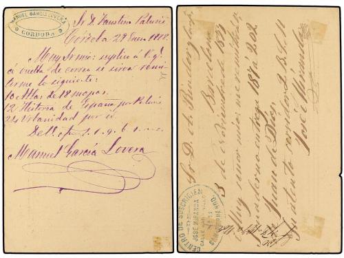 ✉ ESPAÑA. Ed. 9. 5 cts. azul, tipo II. Dos tarjetas usadas, 