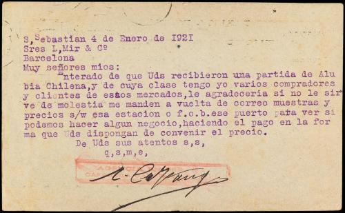 ✉ ESPAÑA ENTEROS POSTALES: DE INICIATIVA PRIVADA. Ed. 208. 1