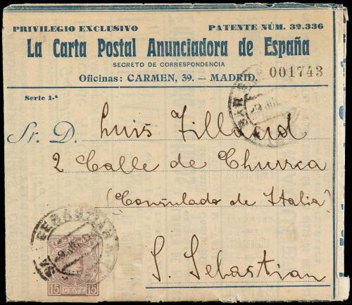 ✉ ESPAÑA ENTEROS POSTALES: DE INICIATIVA PRIVADA. Ed. 157. 1