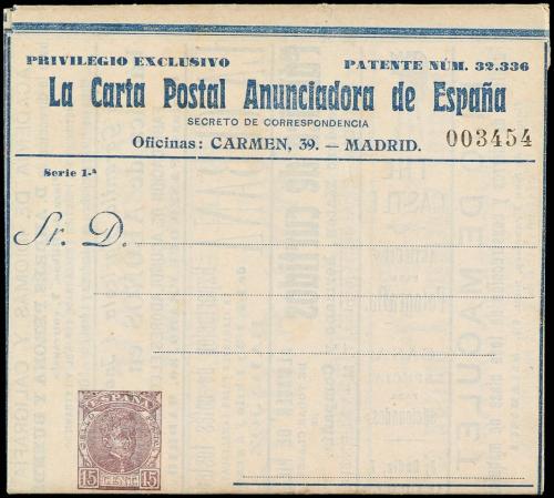 ✉ ESPAÑA ENTEROS POSTALES: DE INICIATIVA PRIVADA. Ed. 157. 1