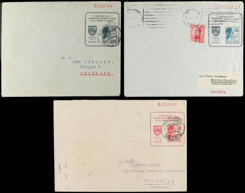 ✉ ESPAÑA. Ed. 1190 (2), 1262, 1299 (4). 15 cts. verde (2), 3