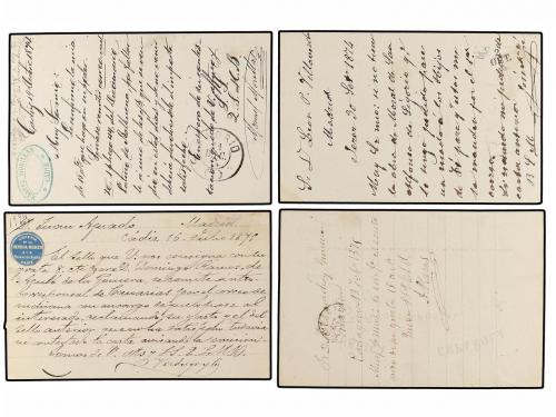 ✉ ESPAÑA. Ed. 5. 1874-75. IMPUESTO DE GUERRA. Cuatro tarjeta