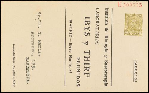 ✉ ESPAÑA ENTEROS POSTALES: DE INICIATIVA PRIVADA. Ed. 468. 2