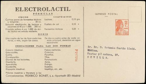 ✉ ESPAÑA ENTEROS POSTALES: DE INICIATIVA PRIVADA. Ed. 1047. 