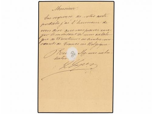✉ ESPAÑA. 1891. MADRID a BRUSELAS. Tarjeta Postal de Leopold