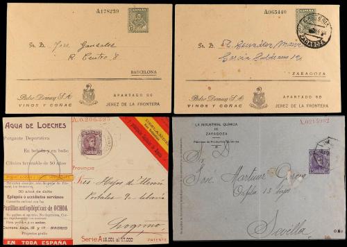 ✉ ESPAÑA ENTEROS POSTALES: DE INICIATIVA PRIVADA. Conjunto d