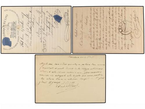 ✉ ESPAÑA. 1888-89. Tres tarjetas emitidas por particulares c