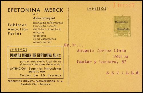 ✉ ESPAÑA ENTEROS POSTALES: DE INICIATIVA PRIVADA. Ed. 905. 2