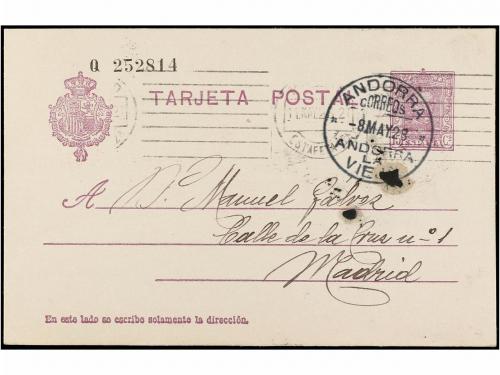 ✉ ANDORRA. 1928. ANDORRA a MADRID. 15 cts. lila de Vaquer, m