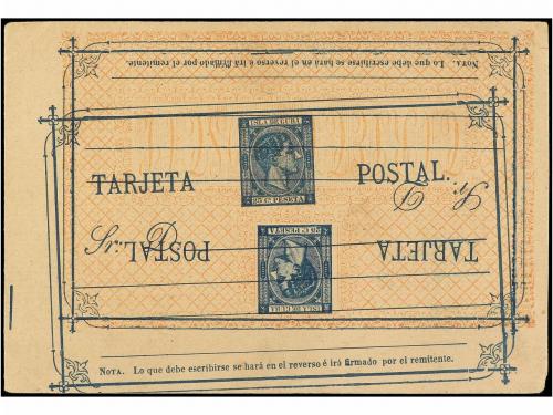 ✉ CUBA. Ed. 1ea. 25 cts. azul. IMPRESIÓN DOBLE, UNA INVERTID