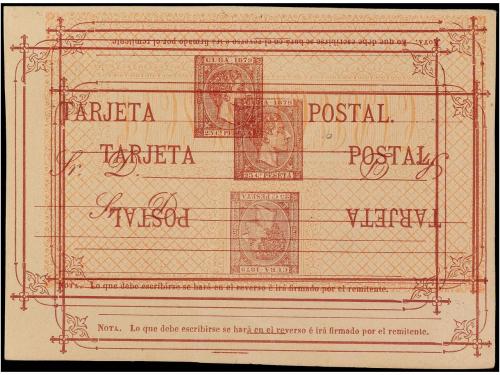 ✉ CUBA. Ed. 2eb. 25 cts. castaño. TRIPLE IMPRESIÓN, UNA INVE