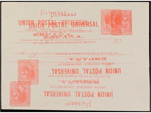 ✉ CUBA. Ed. 8ea. 3 ctvos. rosa. IMPRESIÓN CUÁDRUPLE, DOS INV