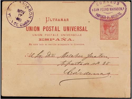 ✉ CUBA. Ed. 11. 1888. S. PEDRO a CARDENAS. 2 cts. carmín, ma