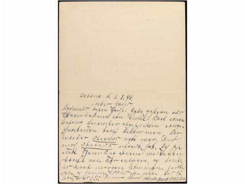 ✉ CUBA. Ed. 14E. 1896. HABANA a ALEMANIA. 3 ctvos. + 3 ctvos