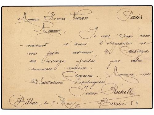 ✉ ESPAÑA. Ed. 10. 1890. BILBAO a PARÍS. 10 cts. gris con sel