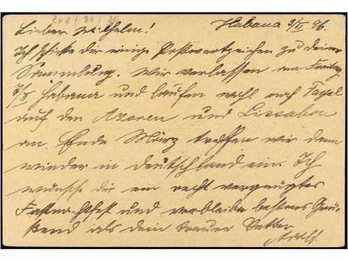 ✉ CUBA. Ed. 27A. 1896. HABANA a ALEMANIA. 2 cts. verde, lleg