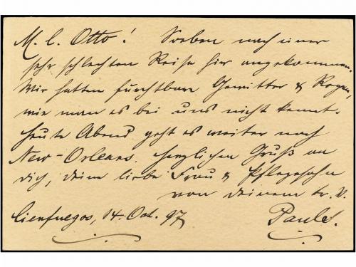 ✉ CUBA. Ed. 27A. 1897. CIENFUEGOS a ALEMANIA. 2 cts. verde c