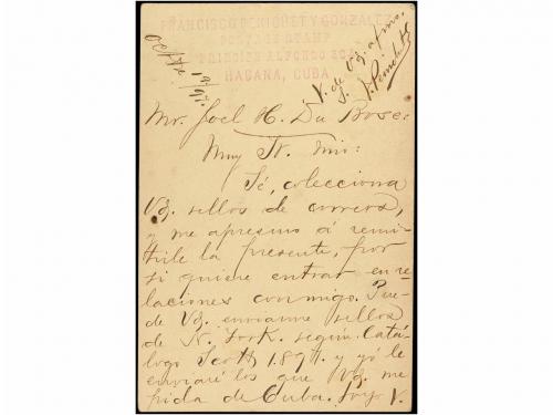 ✉ CUBA. Ed. 27. 1897. HABANA a NEW YORK. 2 cts. verde, marca