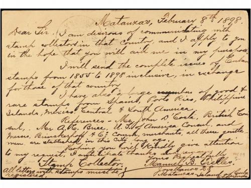 ✉ CUBA. Ed. 33. 1898. MATANZAS a NOVA SCOTIA (Canadá). 2 ctv