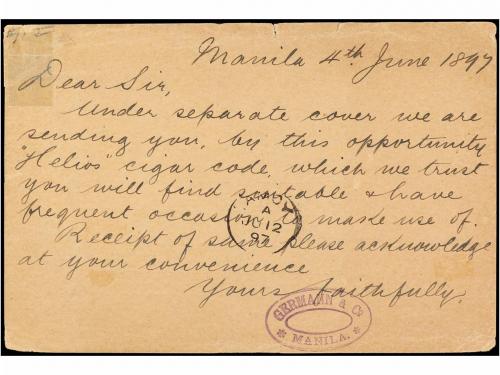✉ FILIPINAS. Ed. 11A. 1897. MANILA a AMOY (China). 3 ctvos. 