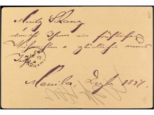 ✉ FILIPINAS. Ed. 11A. 1897. MANILA a SHANG-HAI (China). 3 ct