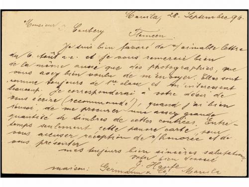 ✉ FILIPINAS. Ed. 11C. 1896. MANILA a TLEMCEN (Alger). 3 ctvo