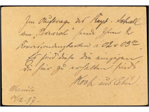 ✉ FILIPINAS. Ed. 10C. 1897. MANILA a HONG-KONG. 2 ctvos. azu