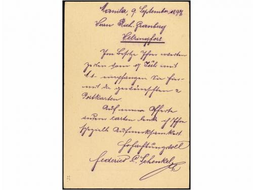 ✉ FILIPINAS. Ed. 10C. 1897. MANILA a FINLANDIA. 2 ctvos. azu