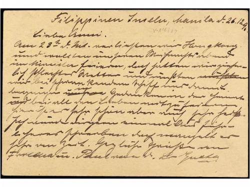 ✉ FILIPINAS. Ed. 10C. 1897. MANILA a ALEMANIA. 2 ctvos. azul