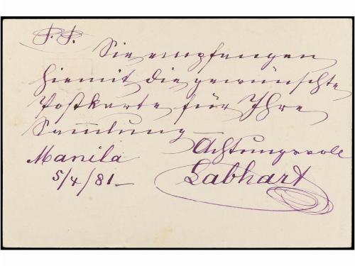 ✉ FILIPINAS. Ed. 3. 1881. MANILA a ALEMANIA. 3 ctvos. rosa, 