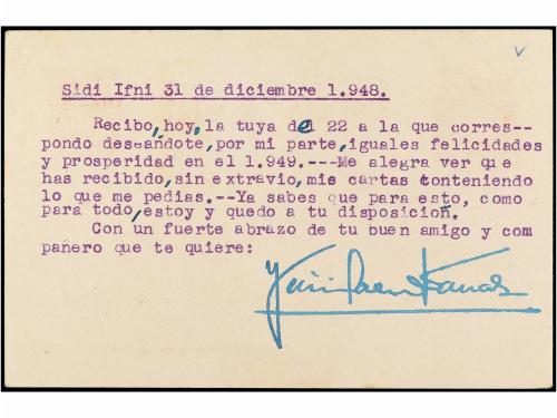 ✉ COLONIAS ESPAÑOLAS: IFNI. Ed. 1. 1949. SIDI-IFNI a BILBAO.