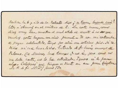 ✉ ESPAÑA. 1873. MEDINA SIDONIA a SEVILLA. Tarjeta Postal Pro