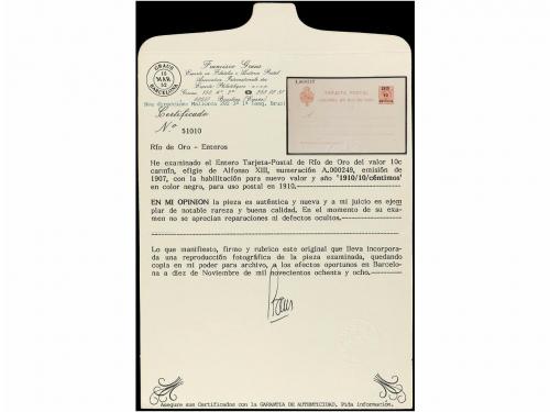 ✉ COLONIAS ESPAÑOLAS: RIO DE ORO. 10 cts. + 10 cts. rosa. Ha