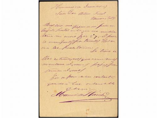 ✉ PUERTO RICO. Ed. 7. 1897. HUMACAO a VILLANUEVA y GELTRU (E