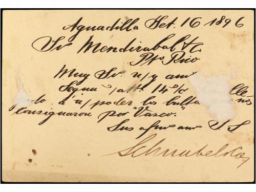 ✉ PUERTO RICO. Ed. 7. 1896. AGUADILLA a SAN JUAN. 2 cts. ver