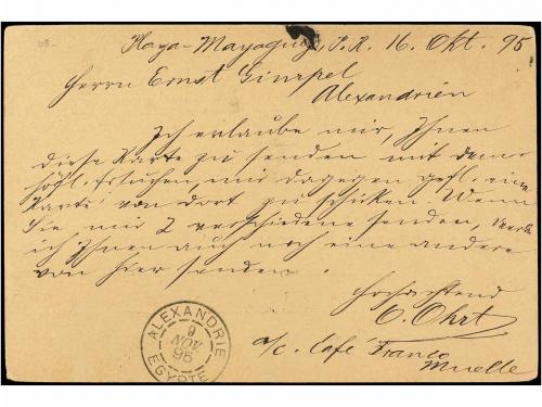 ✉ PUERTO RICO. Ed. 6. 1895. MAYAGUEZ a ALEXANDRIA (Egipto). 