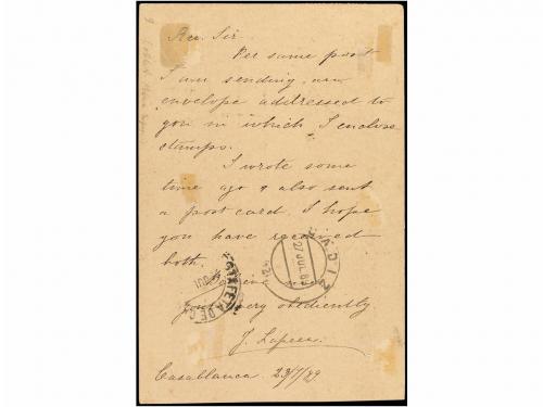 ✉ MARRUECOS. 1889. CASABLANCA a INGLATERRA. 5 cts. verde de 